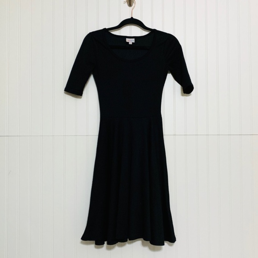 Lularoe XXS Solid Black Textured Nicole Dress